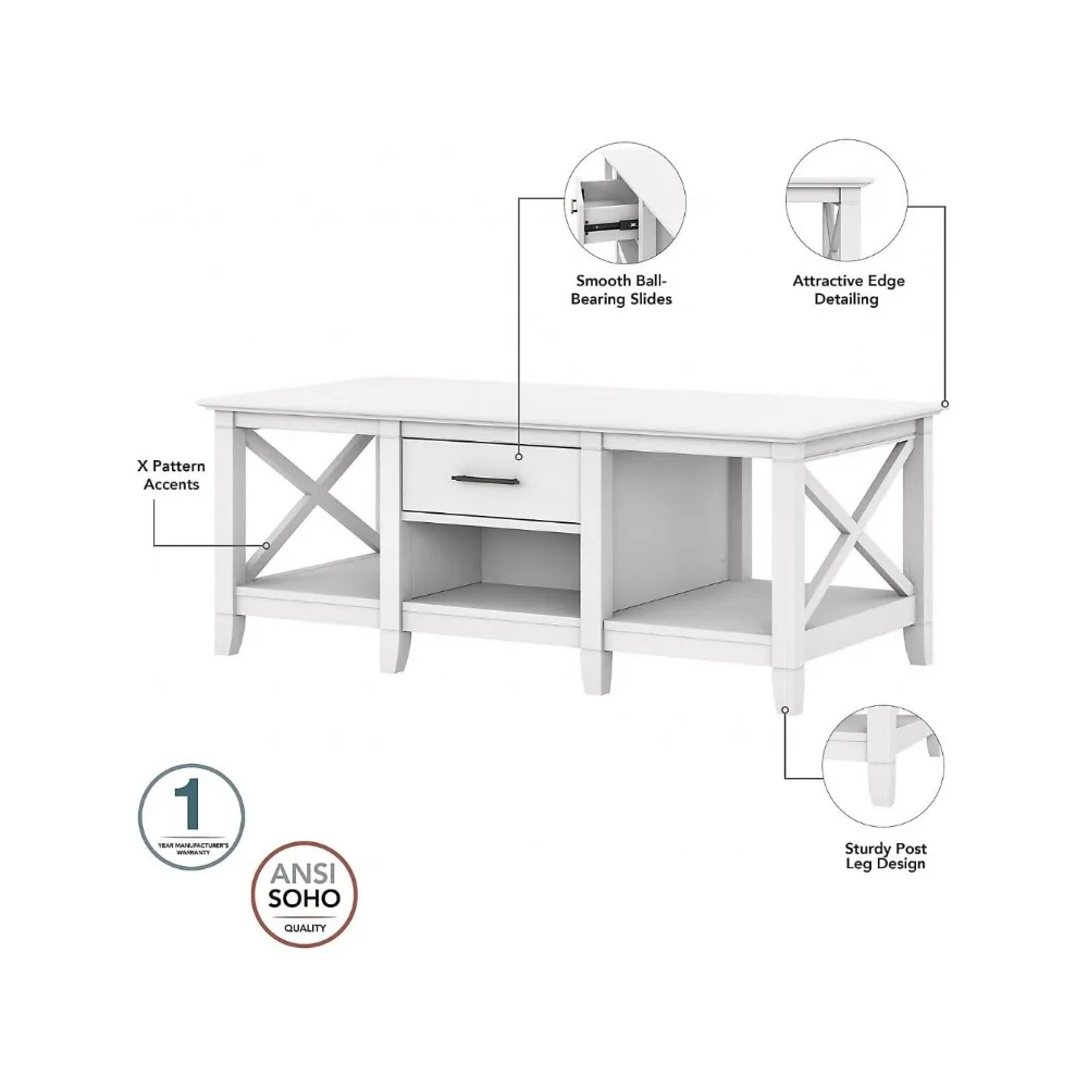 Key West 47-inch x 24-inch Coffee Table with Storage
