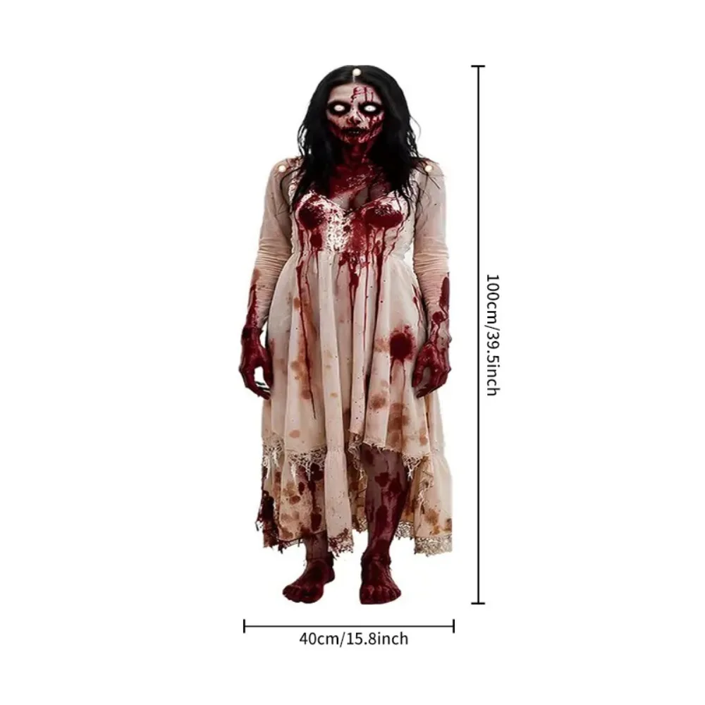 Irregularly 2D Halloween Spooky Hanging Flag Clear Printing Ghost Skull Bride Wizard Pattern Halloween Hanging Background Cloth
