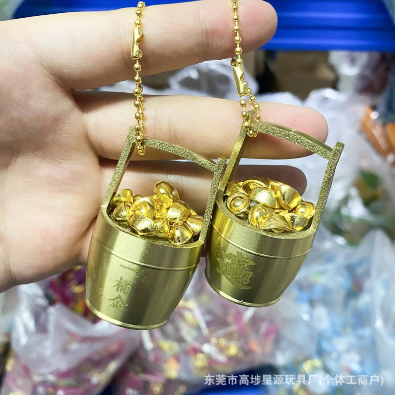 Gold Ingot Bucket Pendant Metal pendant Lucky Fortune Keychain Wealth and Good Luck