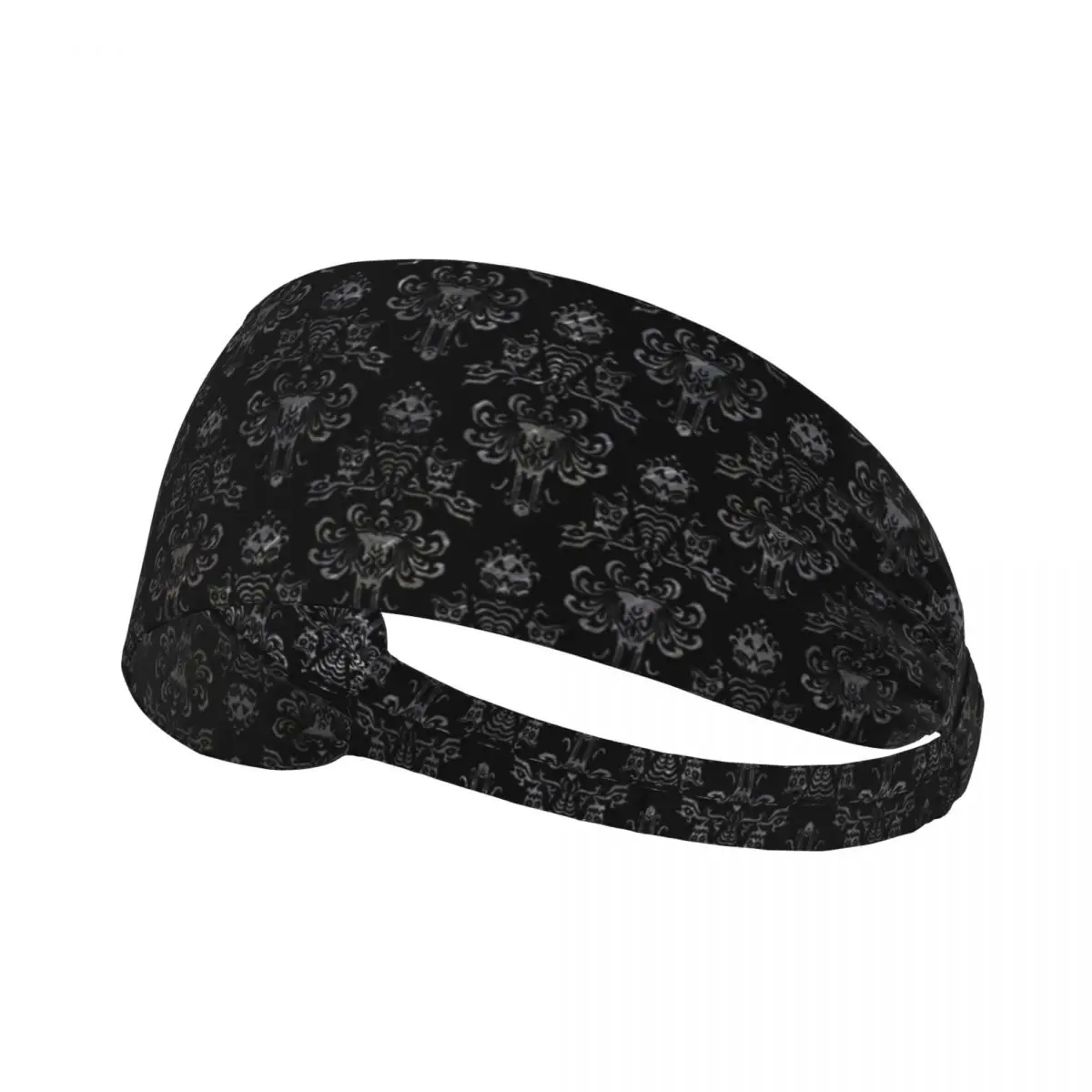 Custom Black Silver Haunted Mansion Sport Headband for Men Women Stretchy Moisture Wicking Athletic Sweatbands