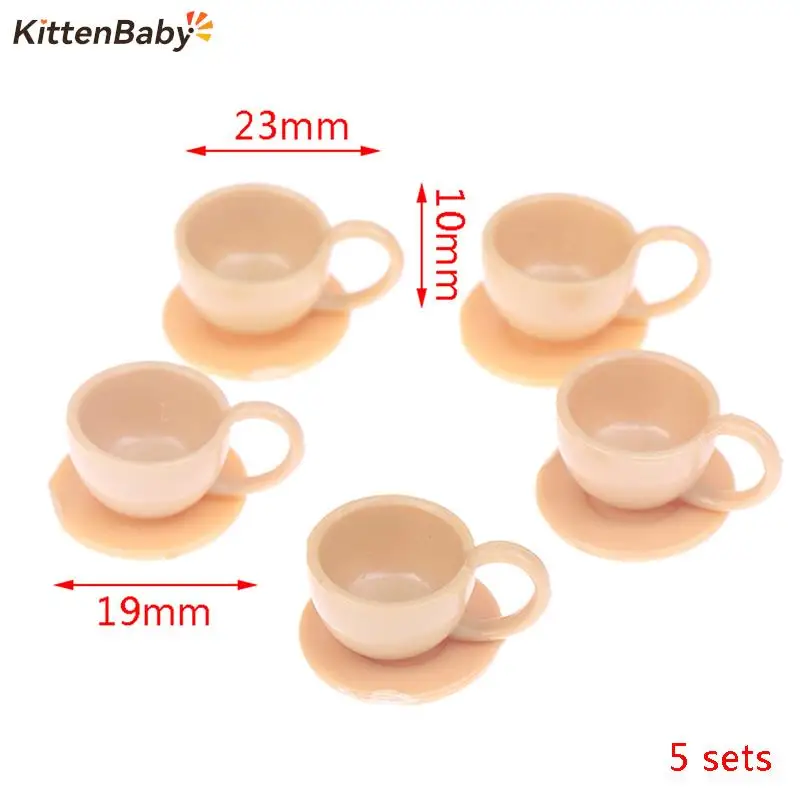 5Pcs/Lot 1/12 Scale Dolls House Miniature Cafe Tea Drink Cups Mugs for Coffee Shop Teahouse Restaurant Kitchen