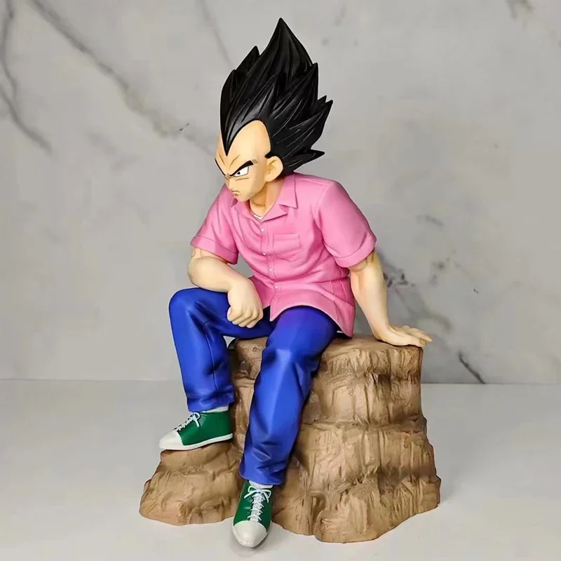 Dragon Ball Z Anime Figure, Casual Wear Action Figures, Figurinha Vegeta FC, Gk 22cm, Boneca Modelo PVC, Brinquedos Ornamento, Sentado