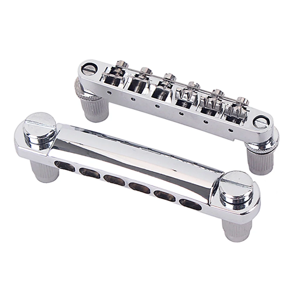 1 Pair 12 String Guitar Bridge Locking Bridge and Tailpiece Set for Electric Guitar (Silver) guitar bridge and saddle