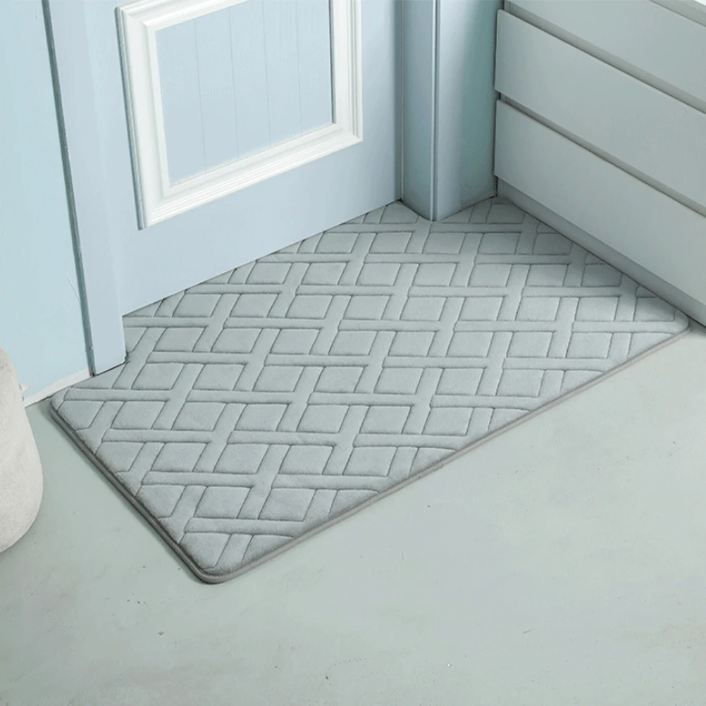 

Anti-Slip Bath Non-Slip Floor Mat Thick Absorbent Kitchen Living Room Dark Grey 45X75Cm Polyester Rain Water Absorbing