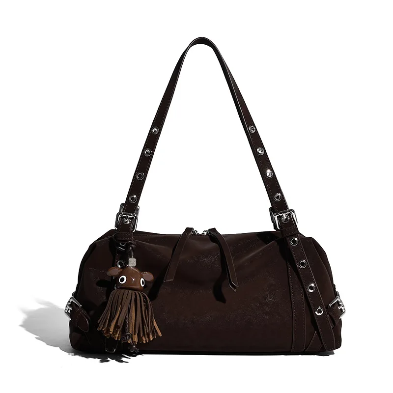 

2025 New Retro Matte Leather Simple Versatile Single Shoulder Bag for Women Commuter Lazy Design Niche Handbag