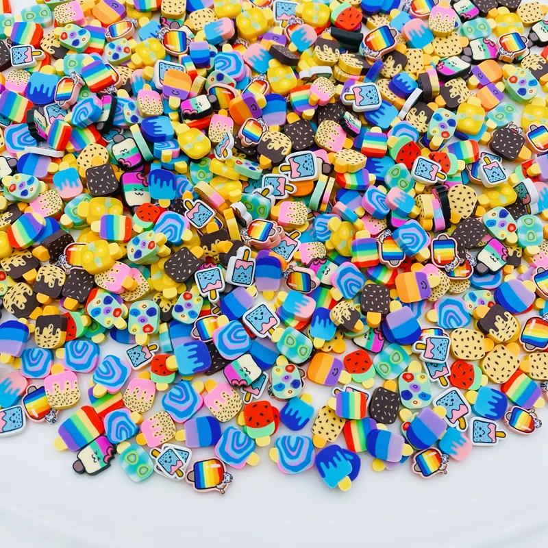 50g/Lot Hot Selling Clay Ice Cream Sprinkle, Cute Popsicle Slice for Crafts Making, Phone Deco, DIY Scrapbooking