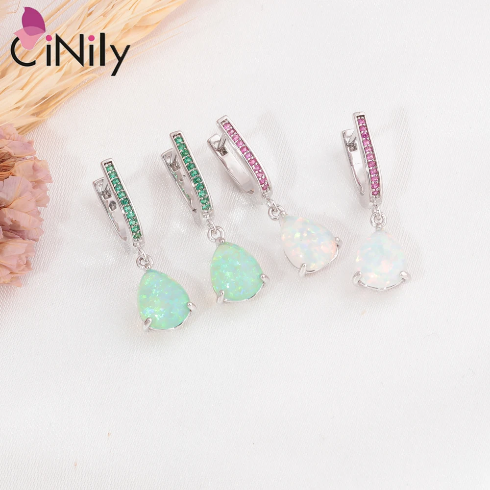 CiNily Water Drop Shaped Opal Dangle Earrings Mystery Stone Luxury Jewelry Earring for Women Girls Bohemia Fashion Jewelry