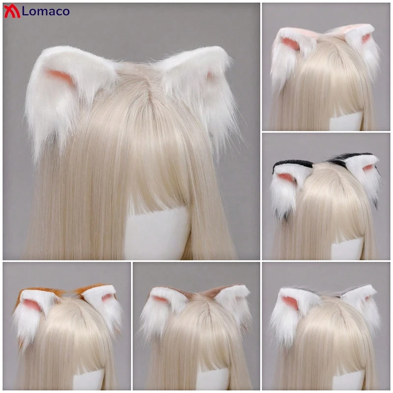 

Cute Cat Fox Ear Hair Hoops Lolita Anime Cosplay Headwear Women Girls Furry Hairpins Plush Hair Accessories Faux Fur Kitten Ears