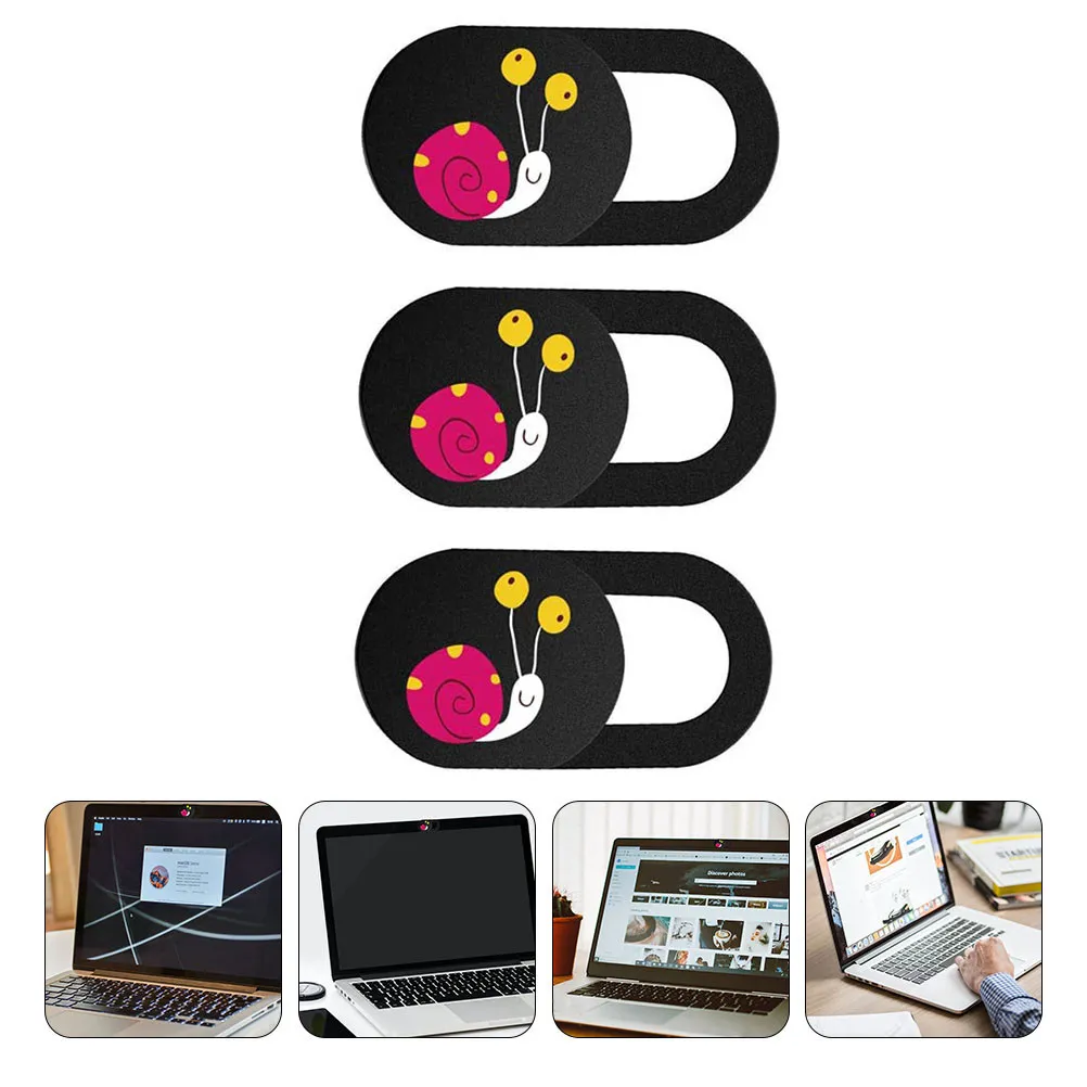 

3Pcs Privacy Protection Cover for Laptop Cartoon Snail Design Ultra-Thin Slide Webcam Cover No with Web