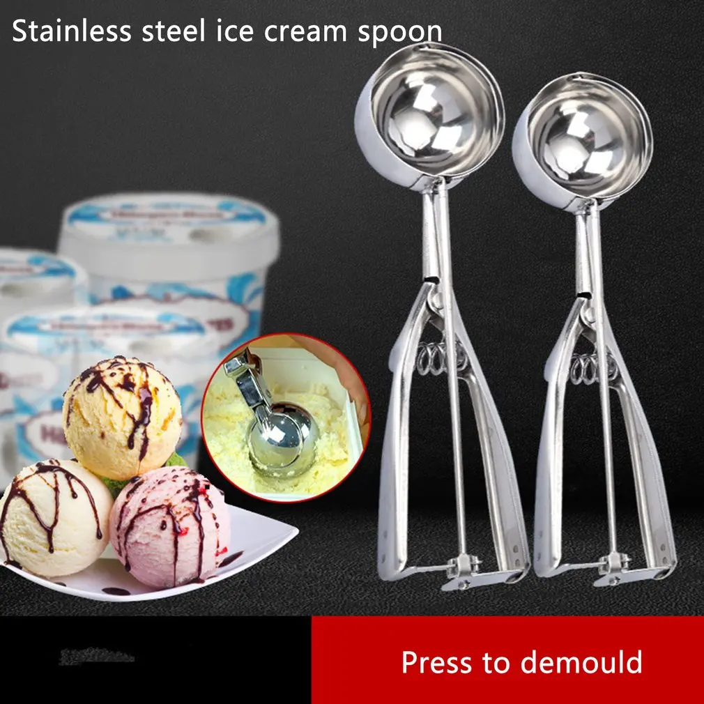 3Pcs Stainless Steel Ice Cream Scoop Digger Fruit Non-Stick Spoon  Meat Balls Cream Spoon Watermelon Spoon Kitchen Cake Tools