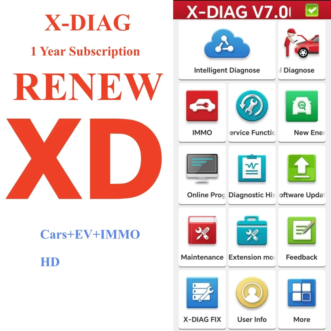Suscripción Xdiag Renew de 1 año, activación del software X-Diag Pro3 para DBSCAR 5/7, Easydiag 2.0 3.0 / Thinkdiag 2/golo