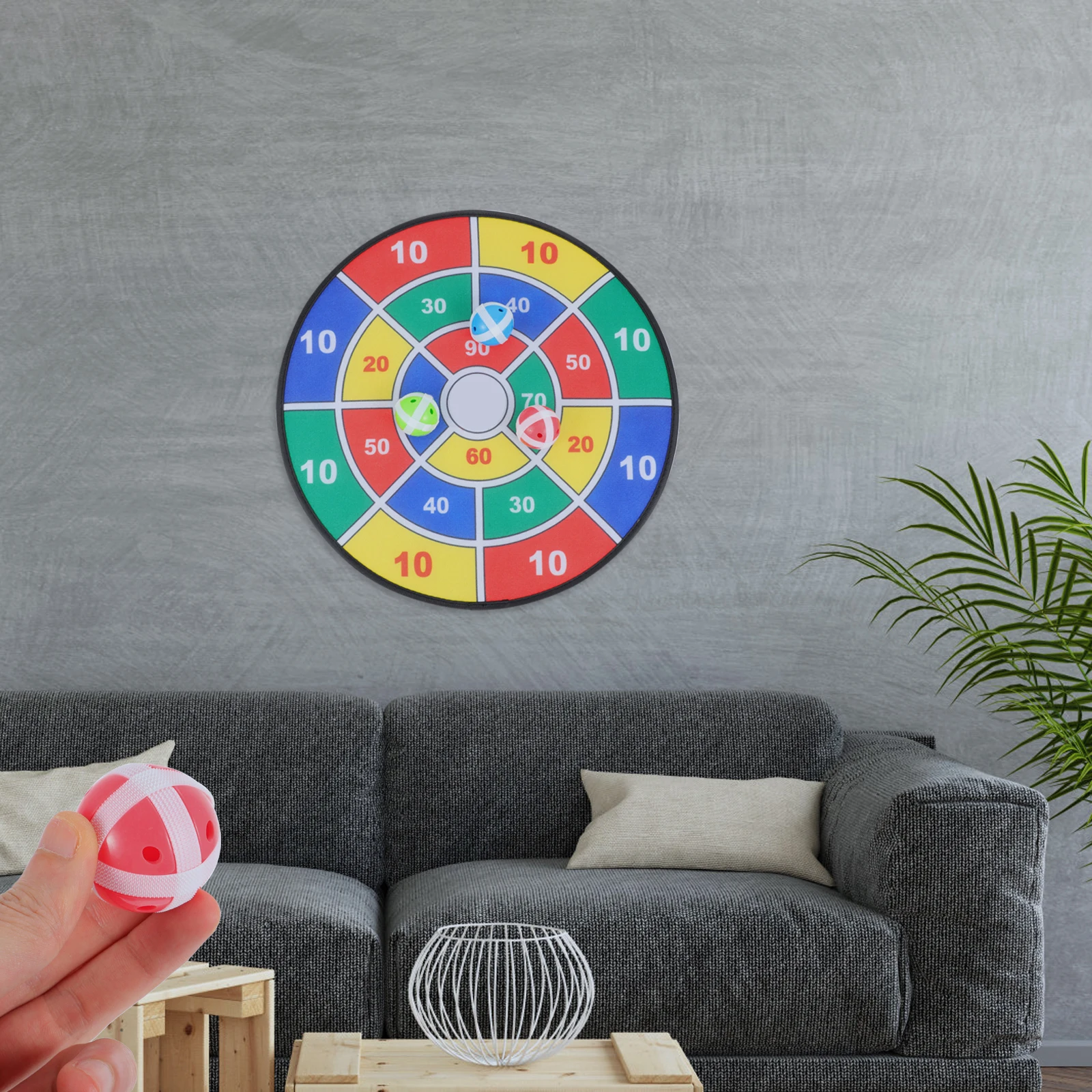 1 Juego de juguetes de tablero de seguridad para practicar pelota pegajosa, juguete interactivo, suministros para juegos de fiesta (36cm, 6 uds. De bolas adhesivas y 6 uds.)