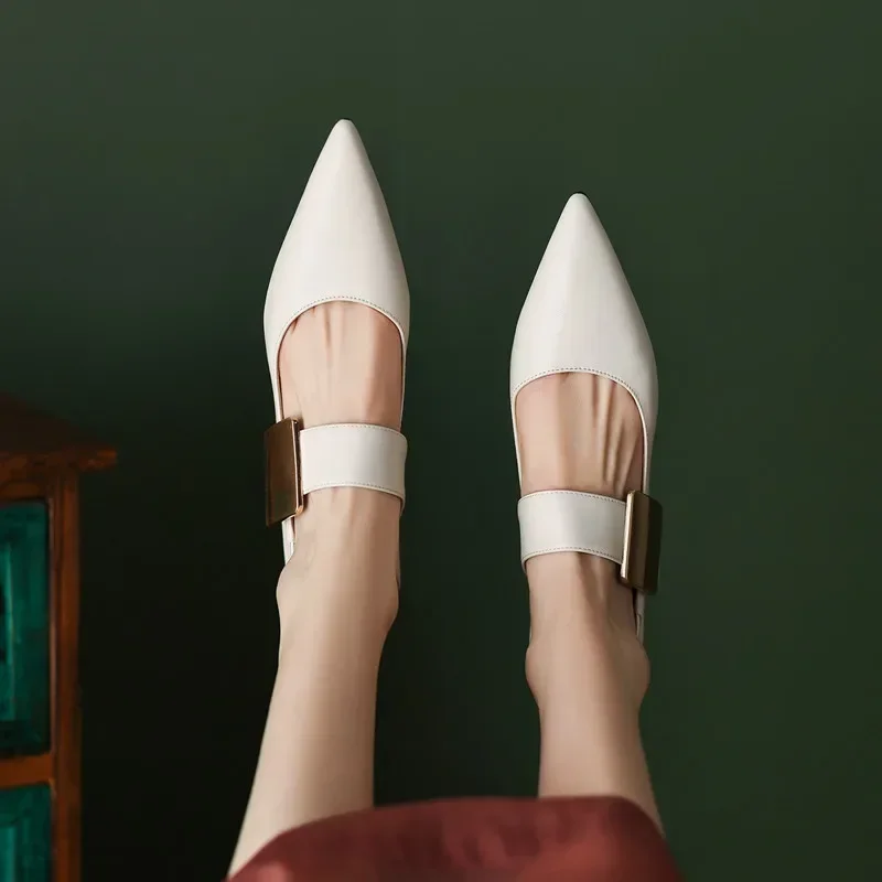 Women Nature Suede High Thick Heels SmallHut New 2023 Spring Black Apricot Square Toe Pumps Elegant Lady Metal Decoration Shoes