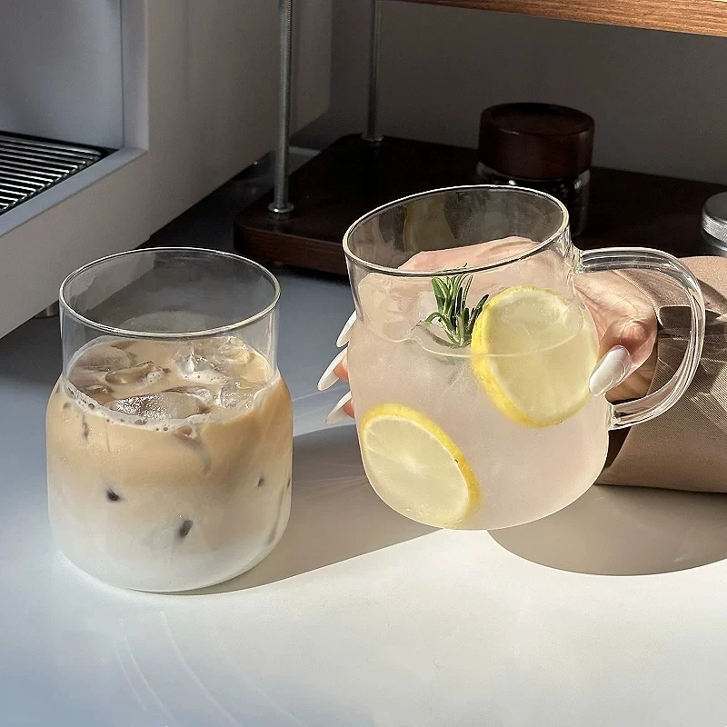 

Ins Glass Cup With Handle Unique Tumbler For Ice Coffee Juice Matcha Bubble Tea Espresso Beer Pretty Drinking Glass Mug 580ml