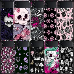 Witch Girl And Cat Case for Samsung Galaxy Z Flip 6 Flip 5 4 3 5G Black Cell Phone Cover Z Flip 5 Luxury PC Shell Coque