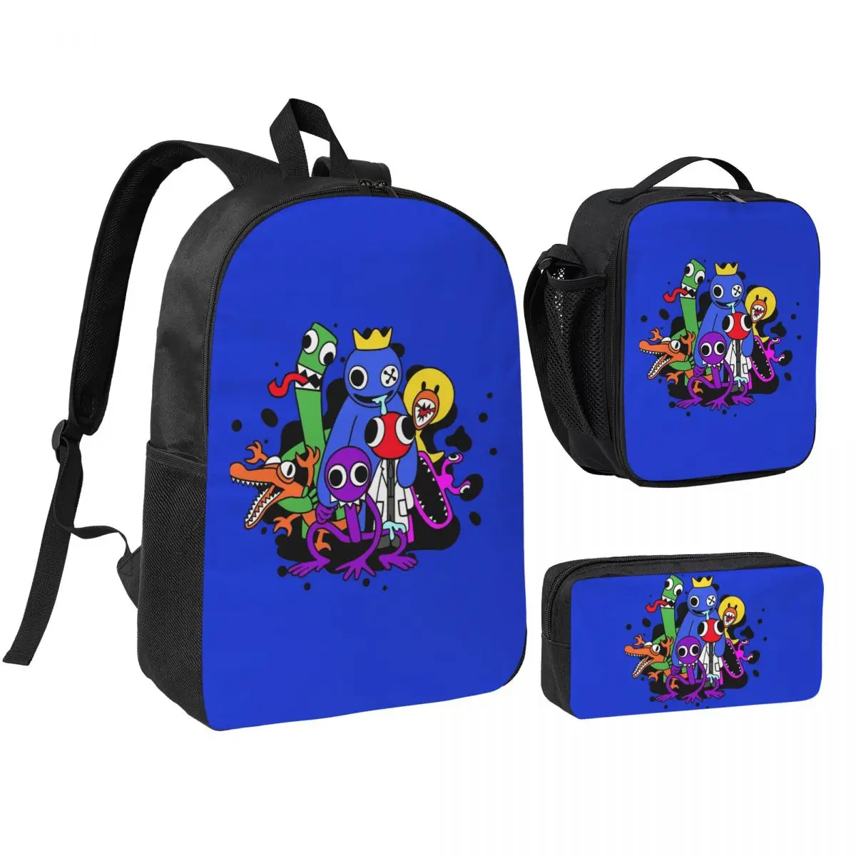 Rainbow Friends Characters Backpack Student BookBag School Bag Shoulder Bags 3ps Insulated Lunch Bag Pencil Case
