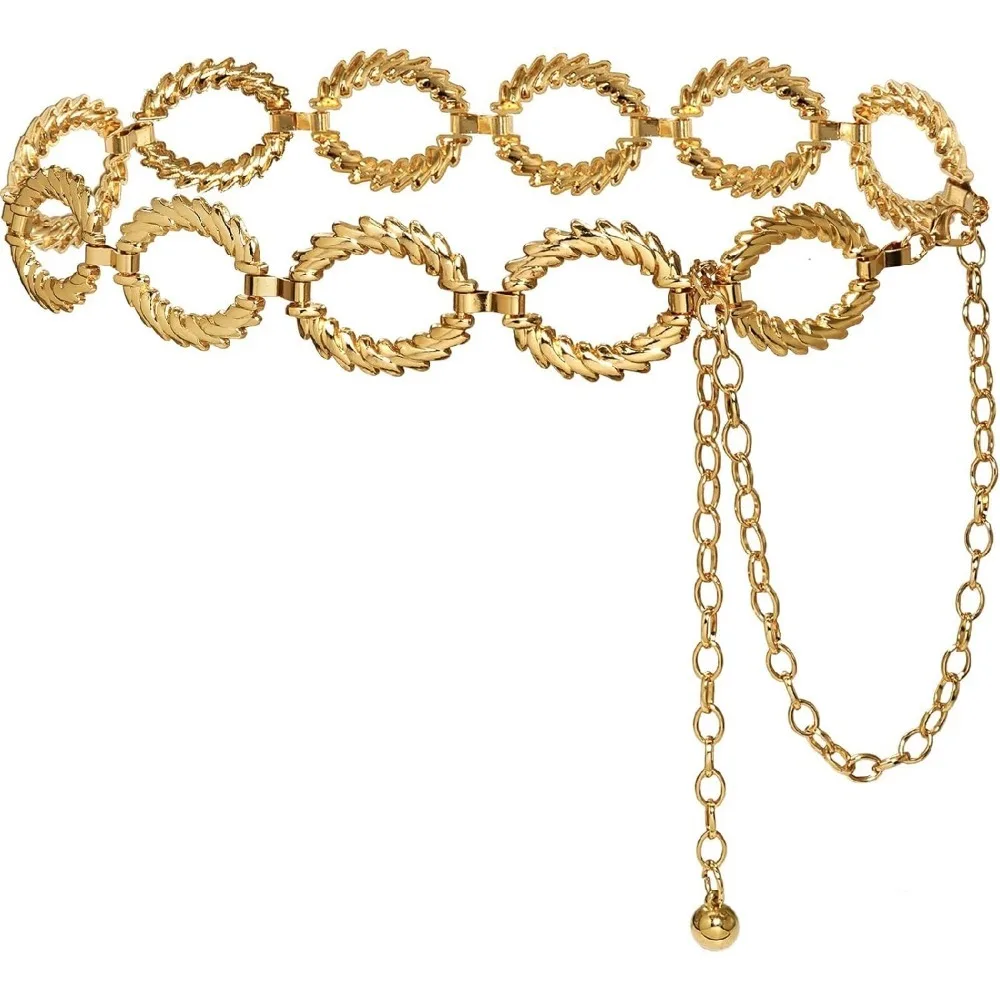 

Женский ремень-цепочка, металлический пояс, массивный пояс с звеньями на животе