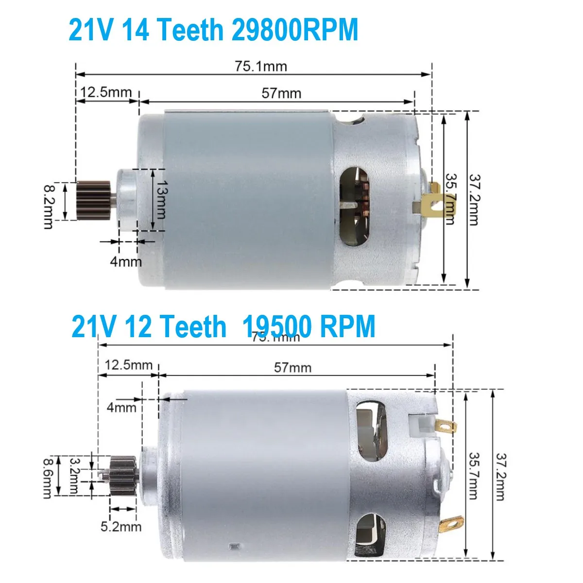 RS550 21V 12 /14 Teeth DC Motor Gear Micro Motor 29800RPM Electric Saw Motor High Torque Gear Box for Electric Drill Screwdriver