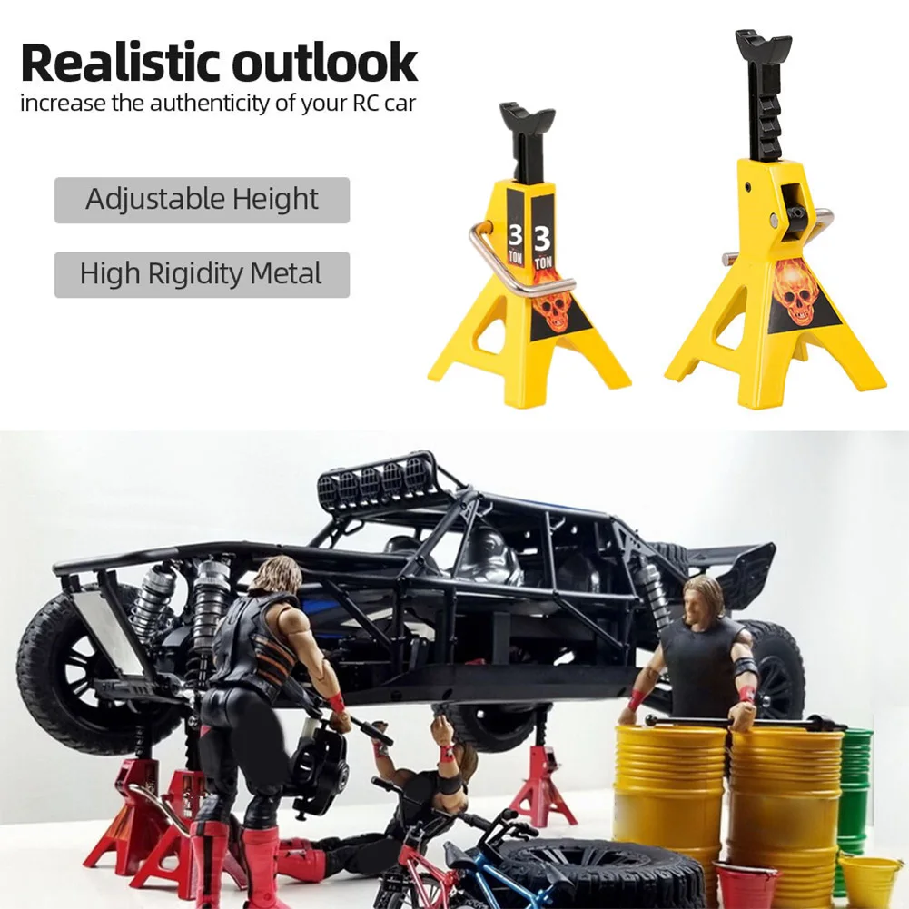 Paquete de 2 soportes de reparación de conector 3T de Metal de simulación, marco ajustable en altura, soporte colocado, Mini soportes de conector para coche trepador de control remoto 1/10