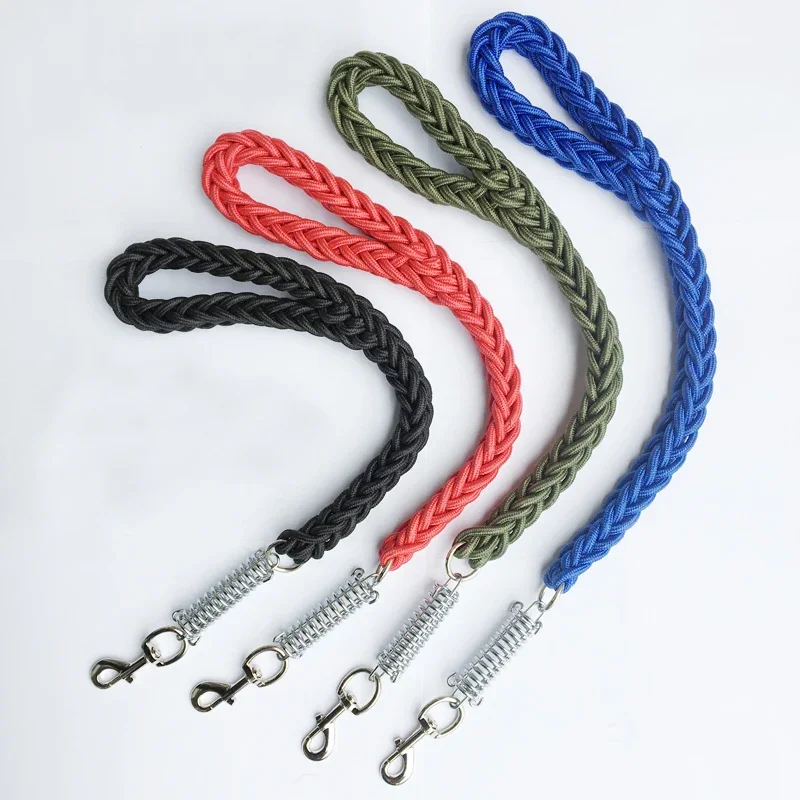 Short Explosion-proof Dog Leash Shock Absorb Spring Stainless Steel Nylon Braided Lead Pet Rope for Large Dogs Walking Training