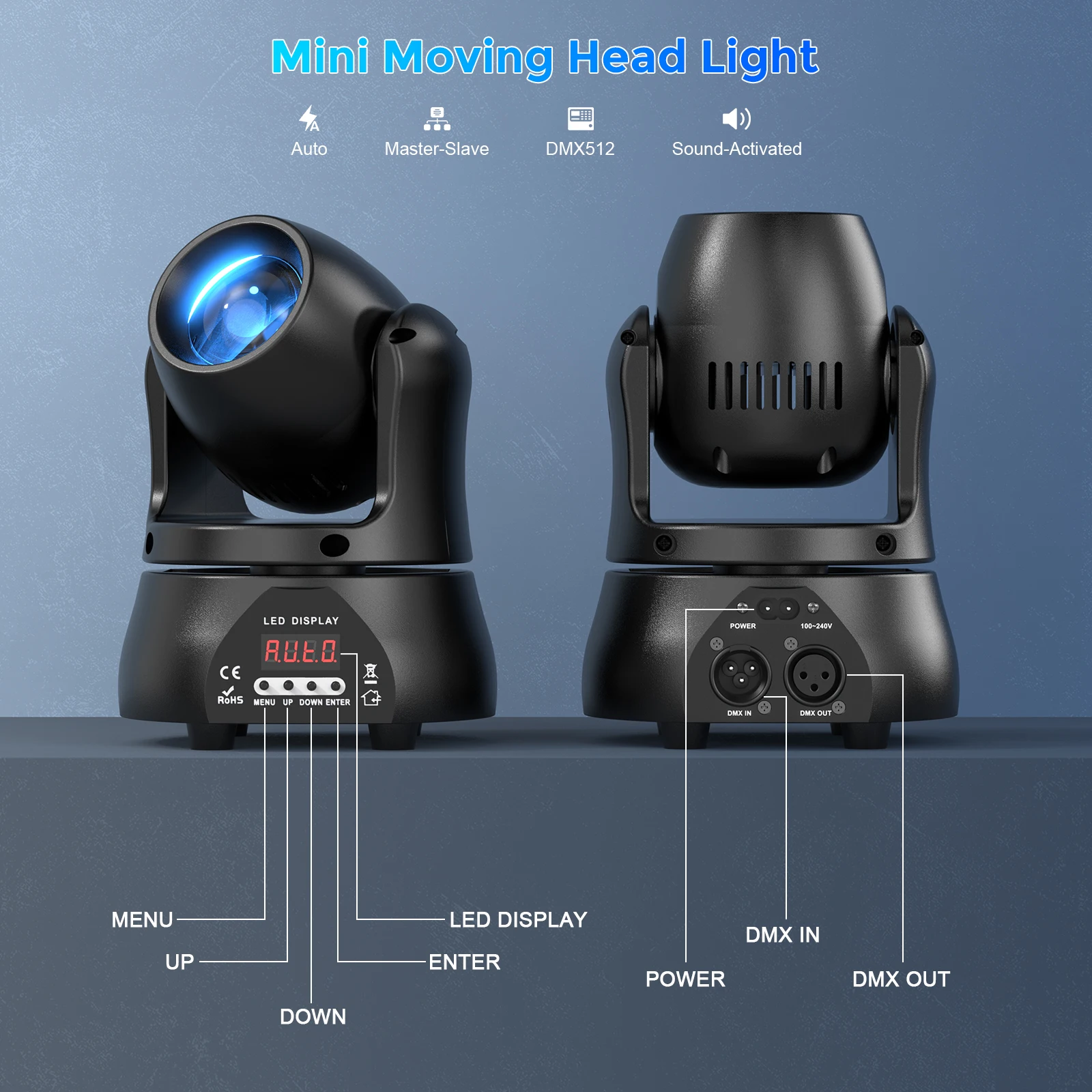 Yiflamefly 2 Pezzi 40W Mini Fascio di Luce a Testa Mobile Luce da Palcoscenico Standard DMX512 13CH per Concerti Festa Matrimoni Discoteca Sala da Ballo