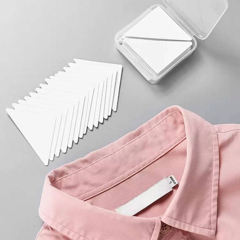 30pcs/box Collar Sticker Shirts T-Shirt Stand Collar Shaper Anti-roll Fixed Pads Adhesive Pad Invisible Sticky Stickers Fastener