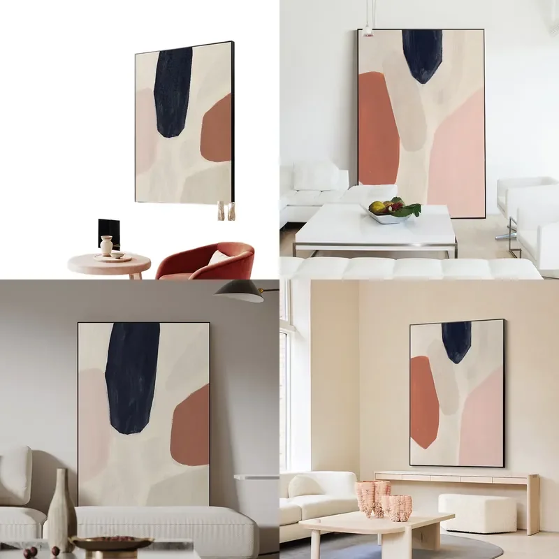 Cream Wind Abstract Decorative Painting Simple Living Room Sofa Background Wall Hanging Morandi Color Bedroom Large Floor Art