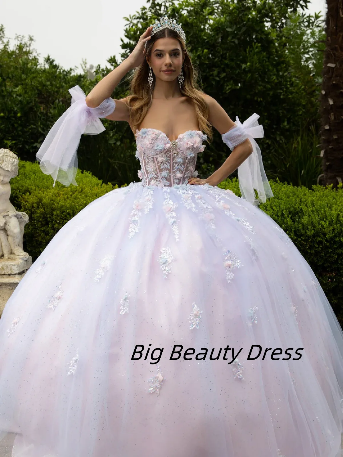 

Customized Elegant Sweetheart Quinceanera Dresse Glitter Tulle 3D Appliques Robe Princess Femme Gown vestidos de 15 quinceañera