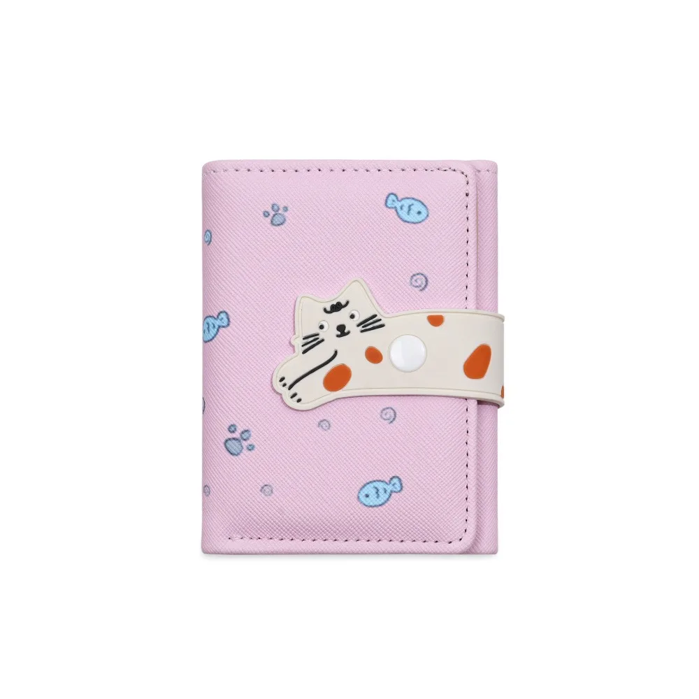 

Versatile Portable Cat Printed Wallet PU Leather Cute Short Leather Purse Fashion Multiple Card Cat Patterned Card Bag School