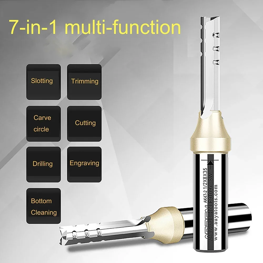 RU Arden 3 Flutes TCT Straight Router Bit 3F Cutting CNC Milling Cutter Carbide Cutter for Wood MDF Multilayer Particle Board