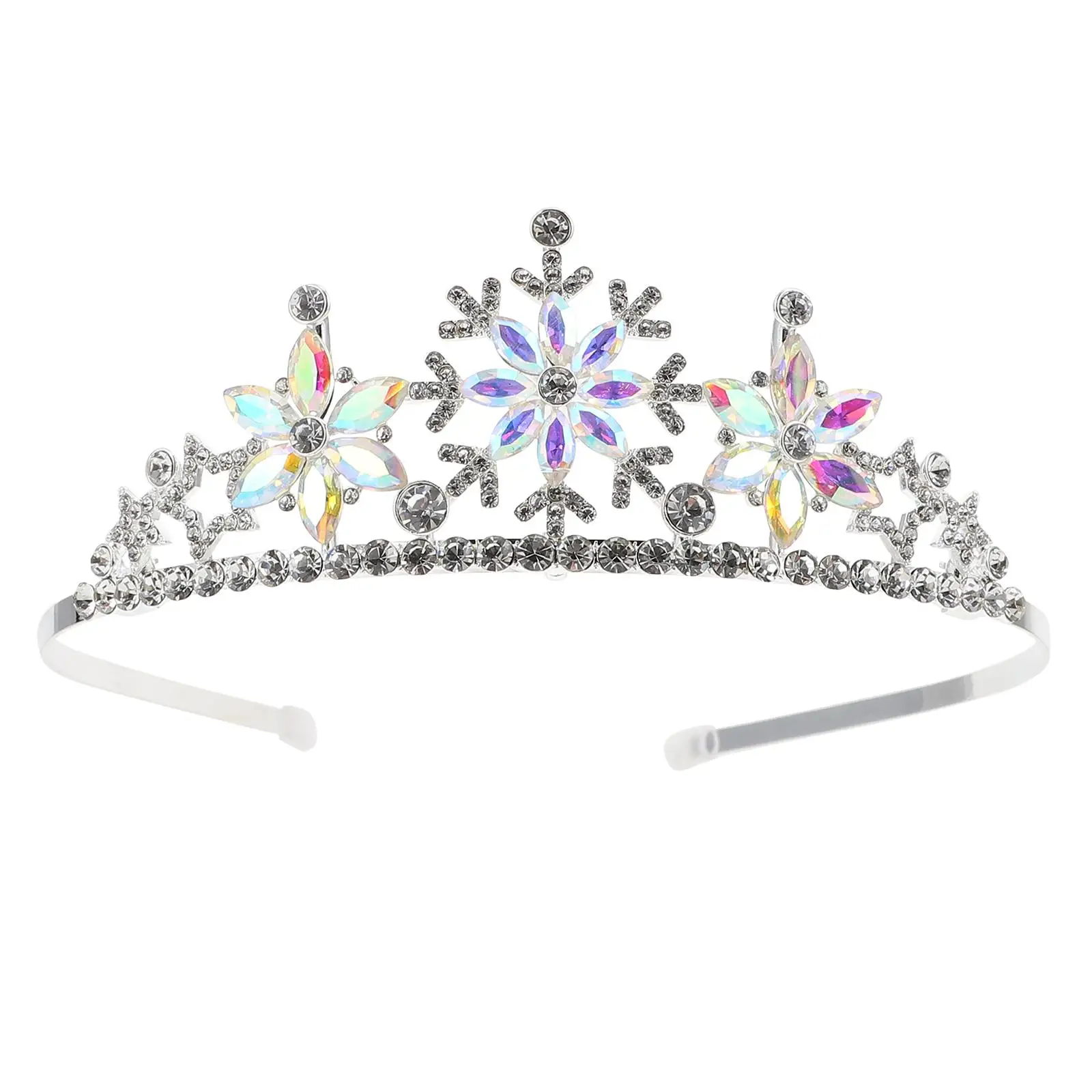 

Children's Crown Headband Silver Snowflake Headdress Lovely Kids Hairband for Birthday Party Photo Props Safe Material