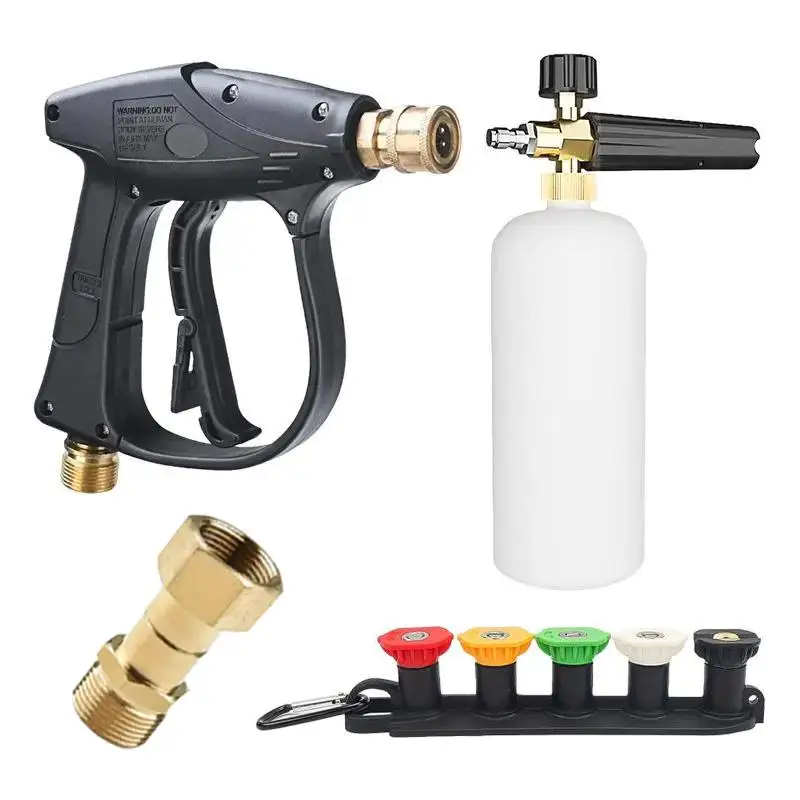 M22-14mm Foam Cannon Kit - 5 Stainless Steel Nozzles, Compact & Lightweight for Car Washing & Maintenance