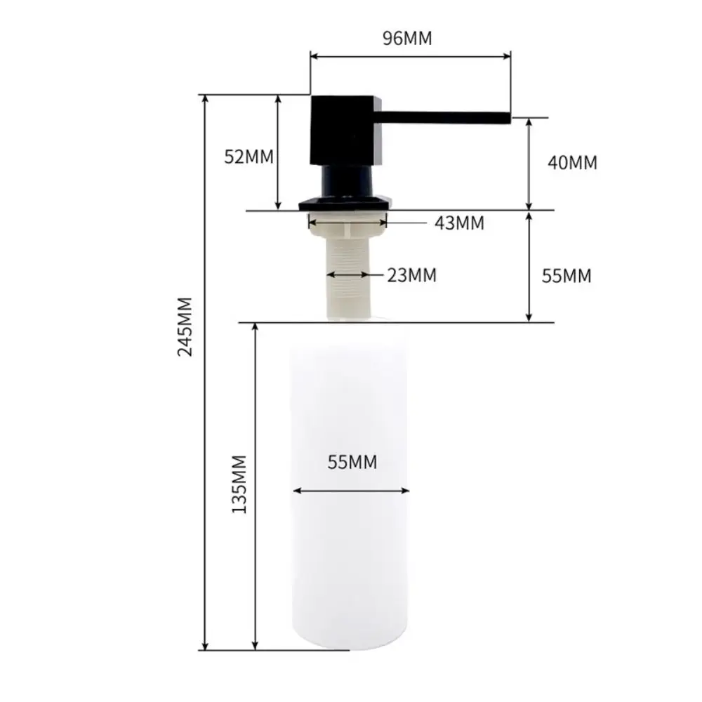 350ml Küchen seifensp ender 360 ° freie Drehung quadratische Spüle Seifensp ender schwarz Zink legierung eingebauter Pumpsp ender nach Hause