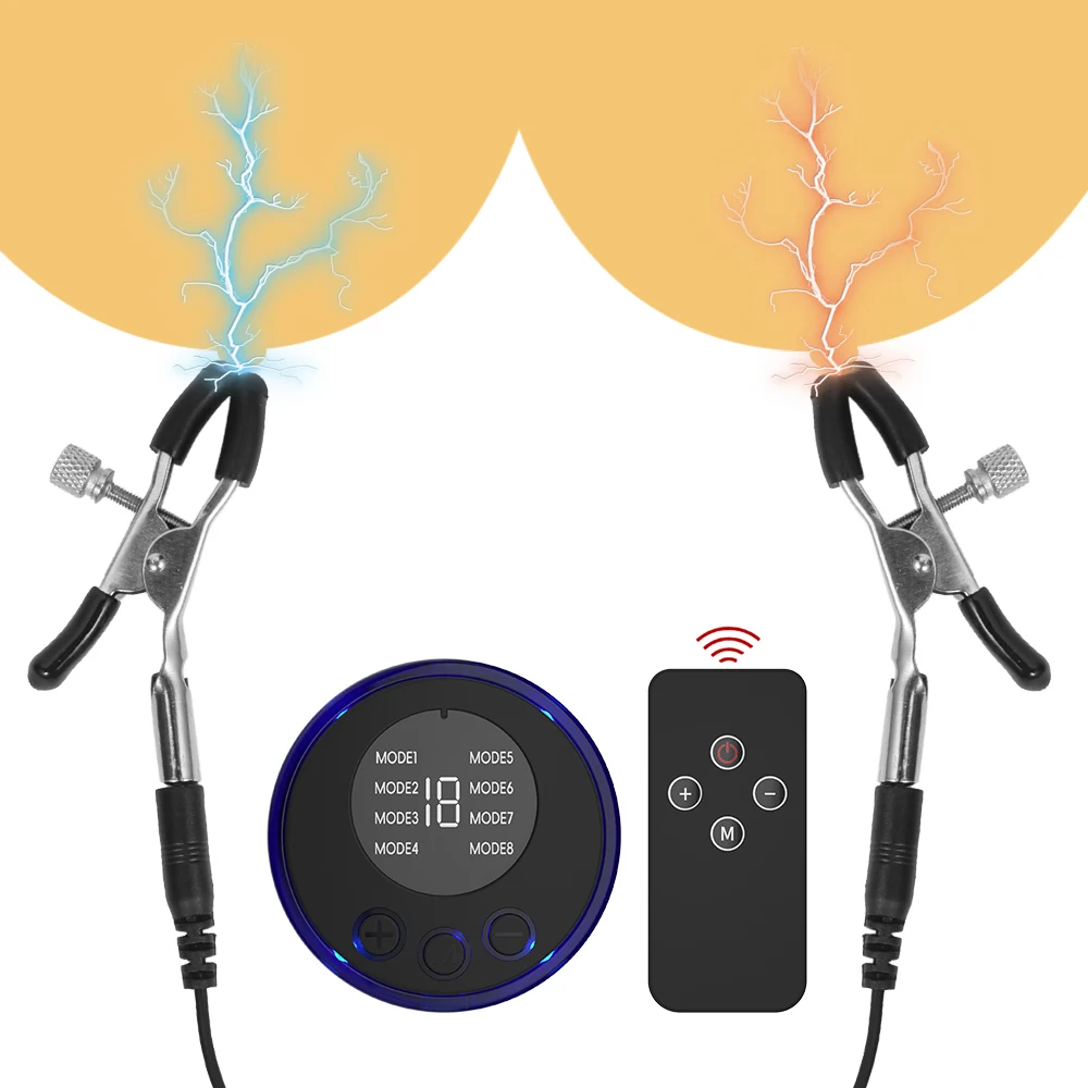 صدمة كهربائية الحلمة المشابك BDSM يمزح لعبة نبض كامل الجسم مدلك منصات تحفيز قوية الثدي البظر كليب الجنس لعب