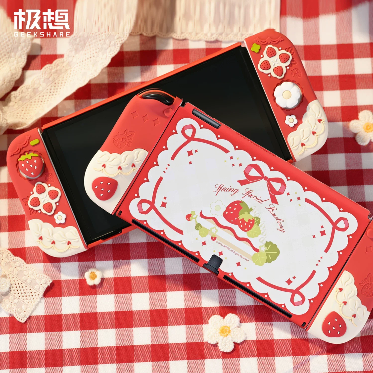 

Switch2 NS2 Handle Silicone Protective Cover Cute Strawberry Girl Anime Split Type Anti-Fall Periphery Accessory for Gaming