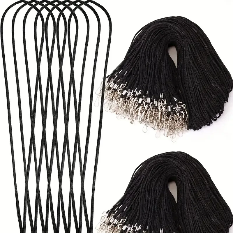 10pcs Durable Black Polyester Lanyard with Metal Clasp - Sleek, Flexible Design for ID Badges, Keys  Ideal for Office,