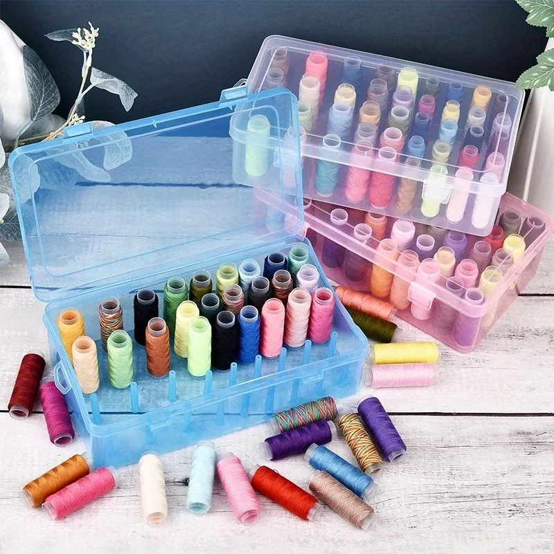 

1pc 42 Axis Sewing Threads Box Bobbins Storage Case Transparent Needle Spool Organizer (Not Including Sewing Thread)