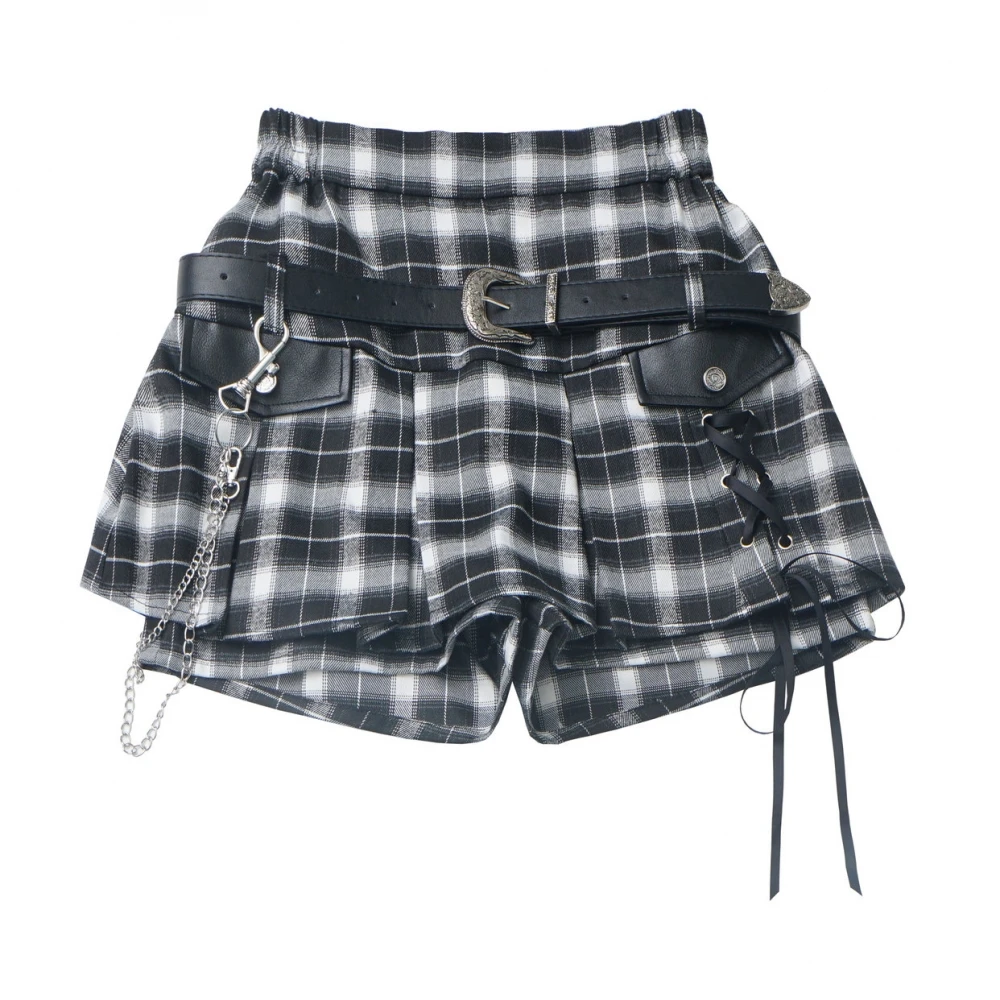 

Y2K Top Summer Skirt Sets Women Sweet Cool Hooded Short Long-sleeved Jacket White Shirt Mini Plaid Skirt Three-piece Sets