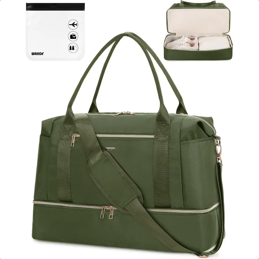 

WANDF For Spirit Airlines Personal Item Bag 18x14x8 Underseat with Wet Pocket Shoe Compartment Tsa Appd Toiletry Bag