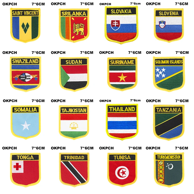 Shield Shape Flag Patches Saint Vincent Sri Lanka Slovakia Slovenia Swaziland Sudan Suriname Solomon Islands Somalia