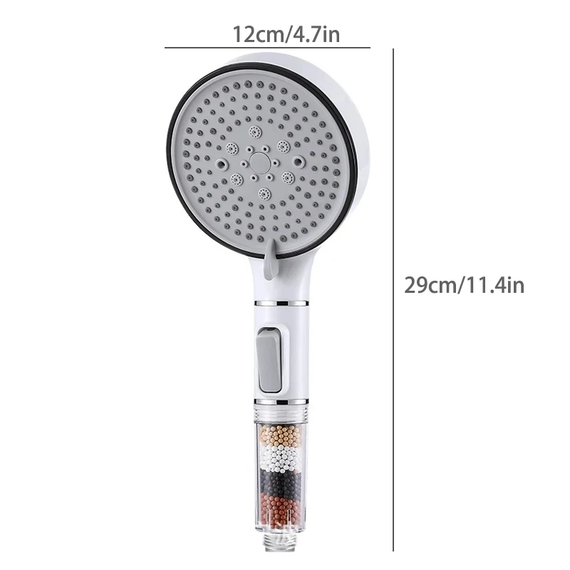 Pommeau de douche haute pression, 5 Modes, filtre Anti-calcaire, hygiénique, élimine le Calcario, douche avec support et tuyau, accessoires de bain