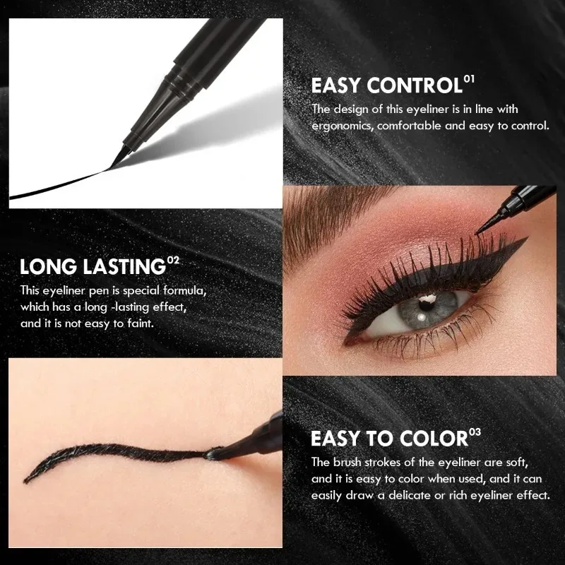4PCS Liquid Black Eyeliner,Ultra-fine Tip for Precise Application, Quick-drying, Long-lasting Eye Makeup, Natural-looking Pencil view 3