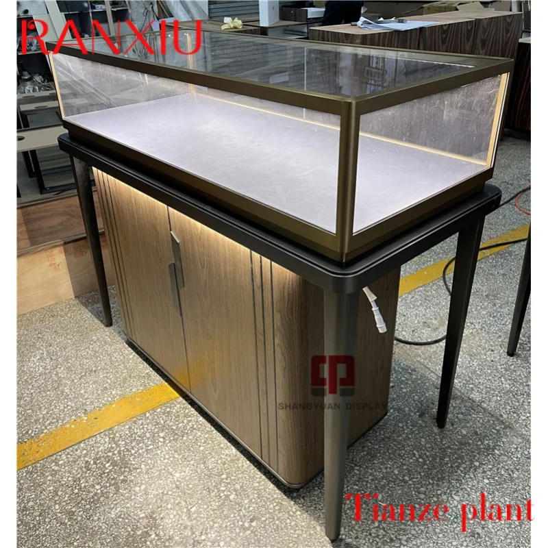 CustomJade Jewelry Shop Luxury Glass Display Cabinet Customized Metal Jewelry Showcase Stainless Steel Display Furniture