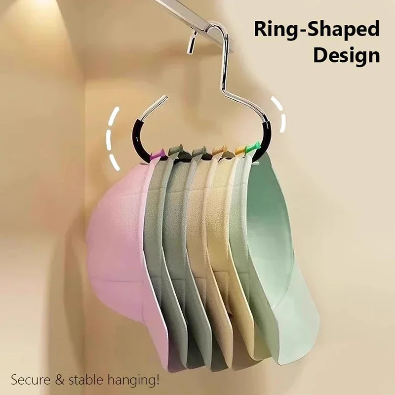 2Pcs Hat Storage Hooks, Multi-Cap Organizer Hanger for Closet Space Saving
