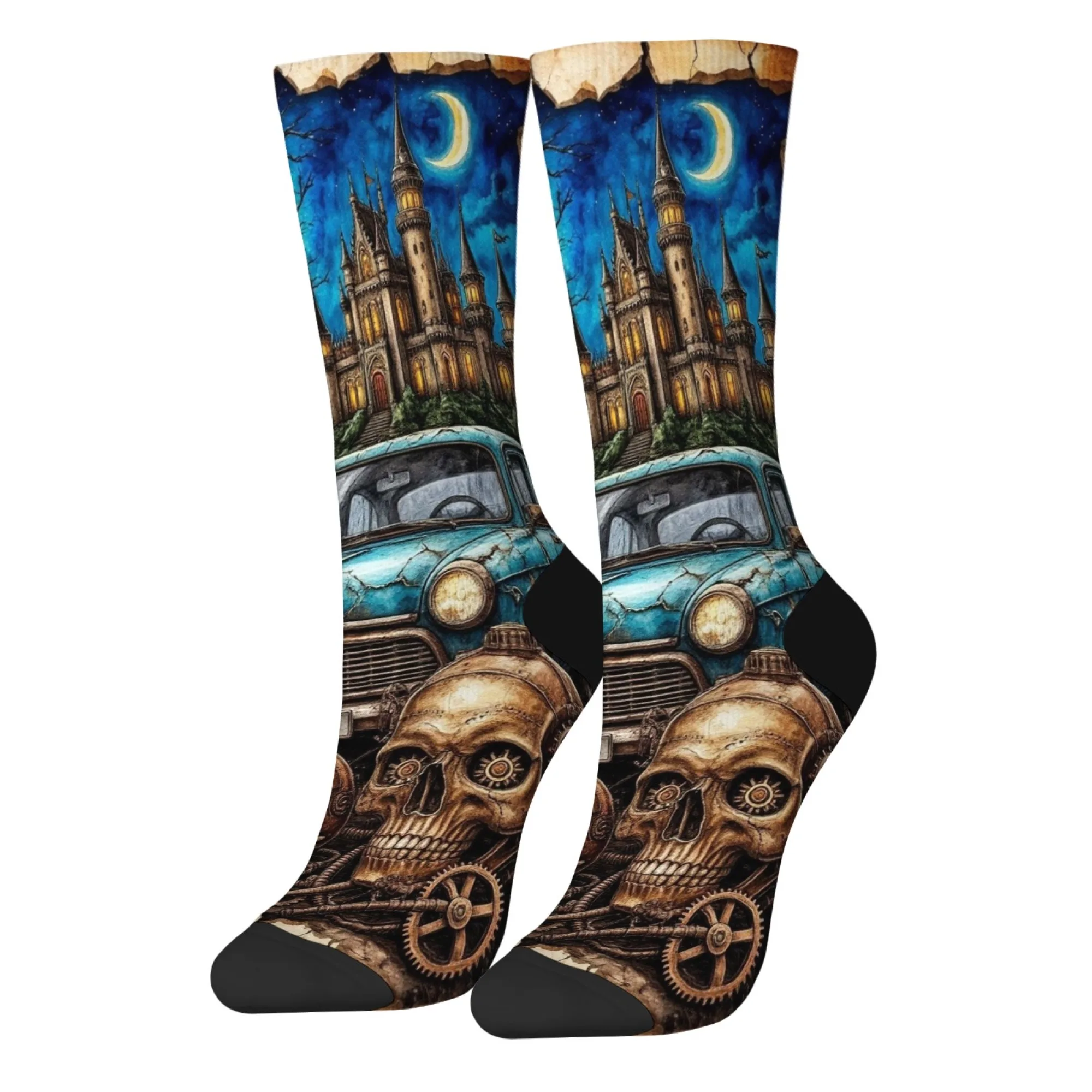 الحنين سيارة معدنية الجمجمة الجدة الجوارب Steampunk نمط الرجعية موضة جوارب رياضية غير رسمية مجنون الشارع الهيب هوب جوارب بأشكال مضحكة هدية