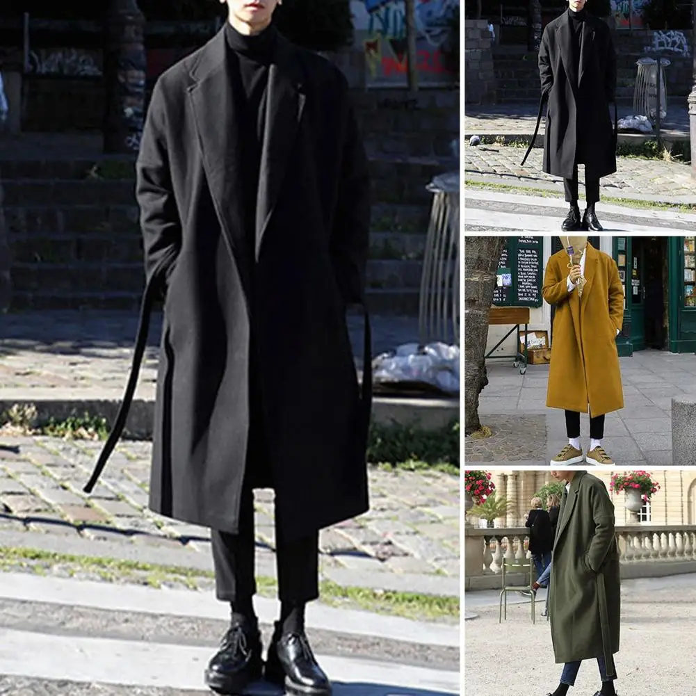

Men's Overcoat Korean Trend Men's Loose Casual Single-breasted Overcoat Autumn Winter Fashion New Long Sleeve Woolen Long Coat