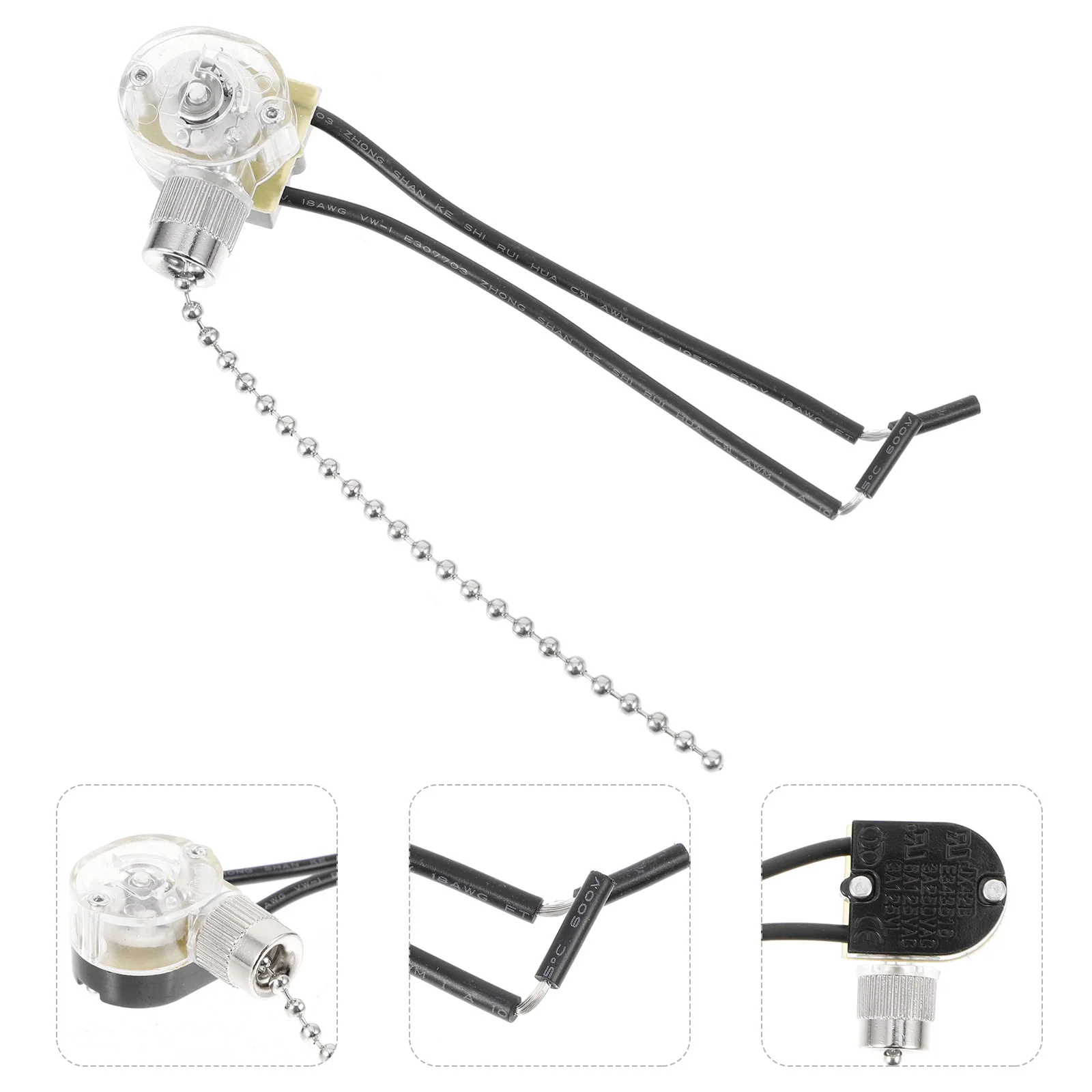 Nickel Ceiling Fan Pull Chain Extension Easy Control Replacement Light Pull Chain Extender for Ceiling Lamp Wall Lamp Cabinet