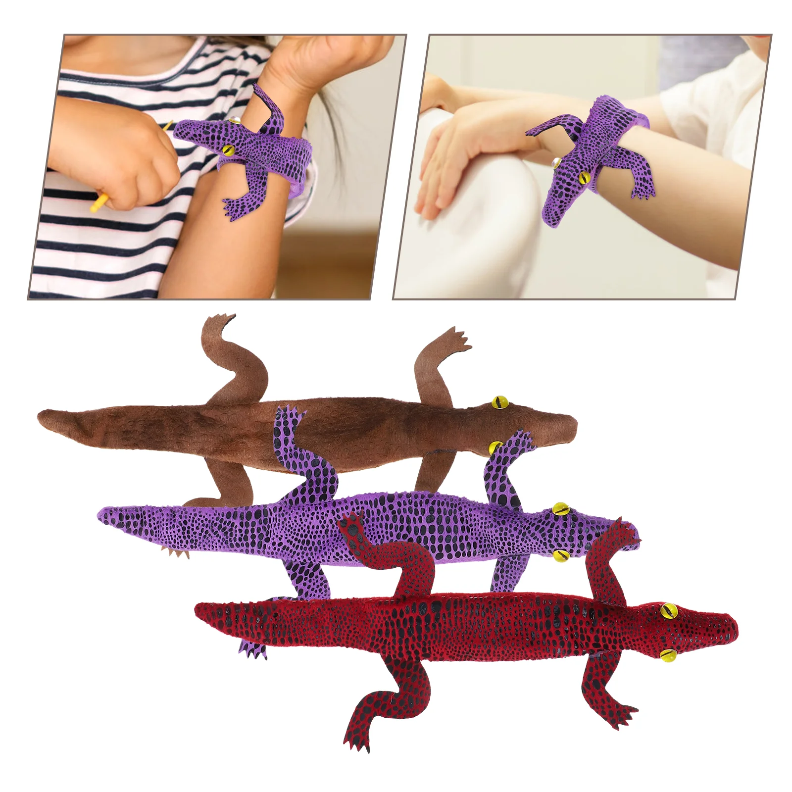 3 Pcs Toys Crocodile Bracelet Slap Bracelets Bulk Snap Birthday Party Supplies 3200X400X250CM Animal Wrist Band Child
