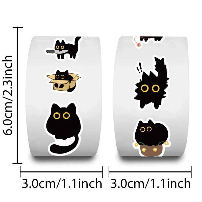 500 Stücke Nette Schwarze Katze Aufkleber Kreative DIY Graffiti Aufkleber Telefon Wasserflasche Gepäck Aufkleber Kinder Belohnung Dekor Aufkleber