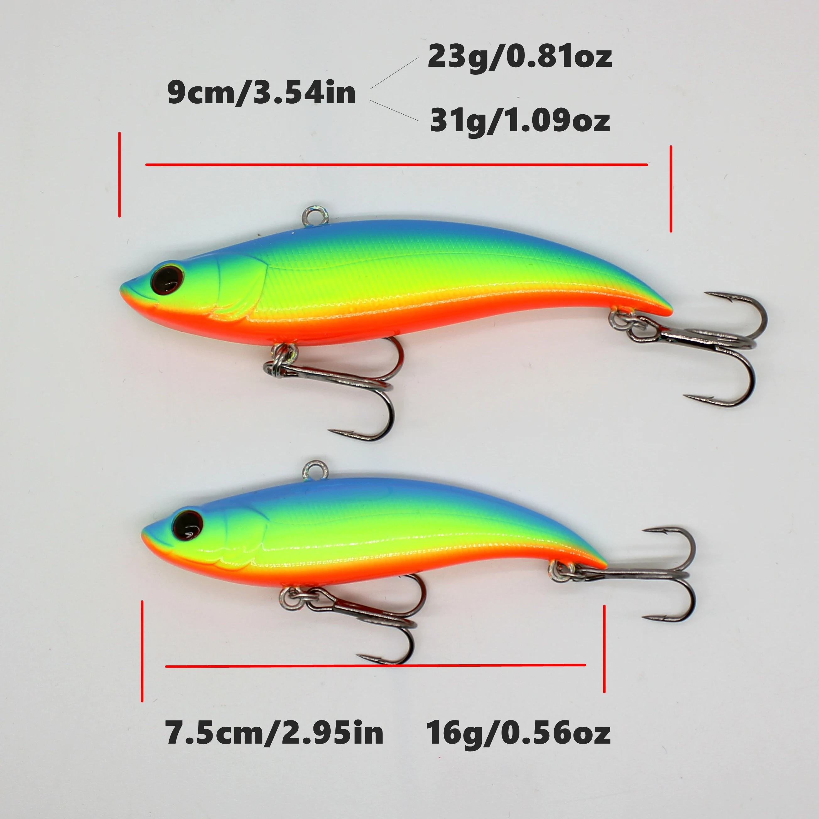 AOCLU Wobbler Super Quality Sinking VIB Vibration 75mm 16g 90mm 23g 31g Hard Bait Fishing Lure Bass Fresh Salt Water VMC Hooks